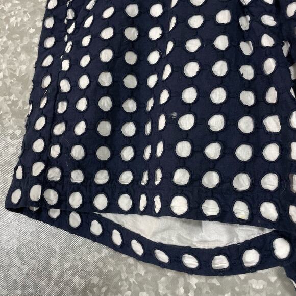 Crown & Ivy Navy Blue & White Embroidered Circles Shorts - Size 6 - 5" Inseam - Picture 3 of 7